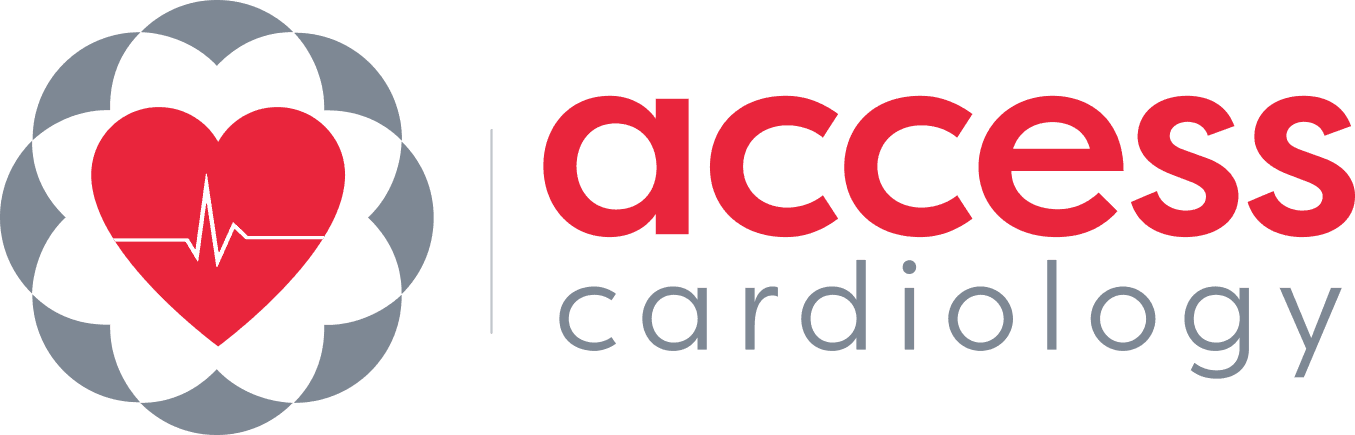 Access Cardiology logo with a heart and heartbeat line design.