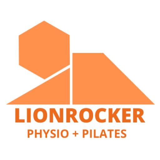 Lionrocker Physio + Pilates logo with geometric shapes in orange.
